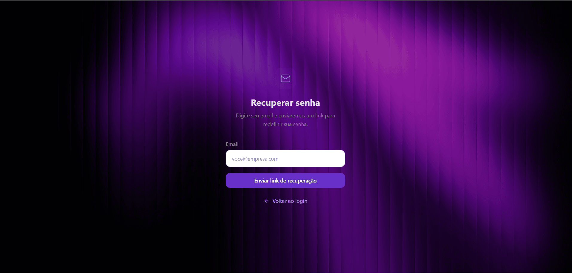 Tela de recuperar senha