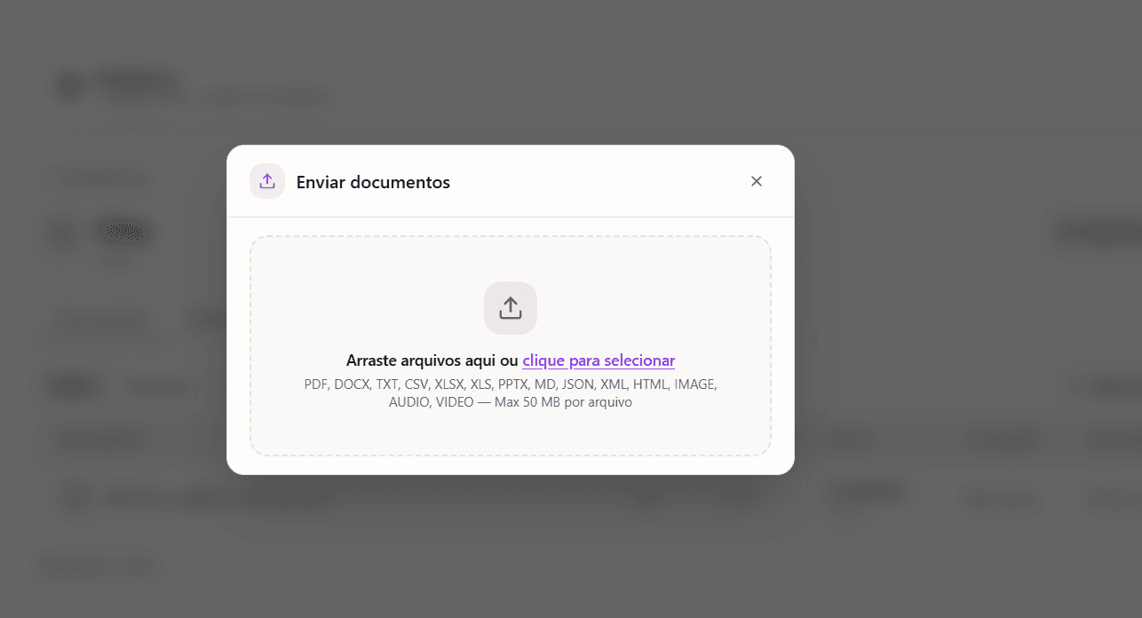 Janela de envio de documentos